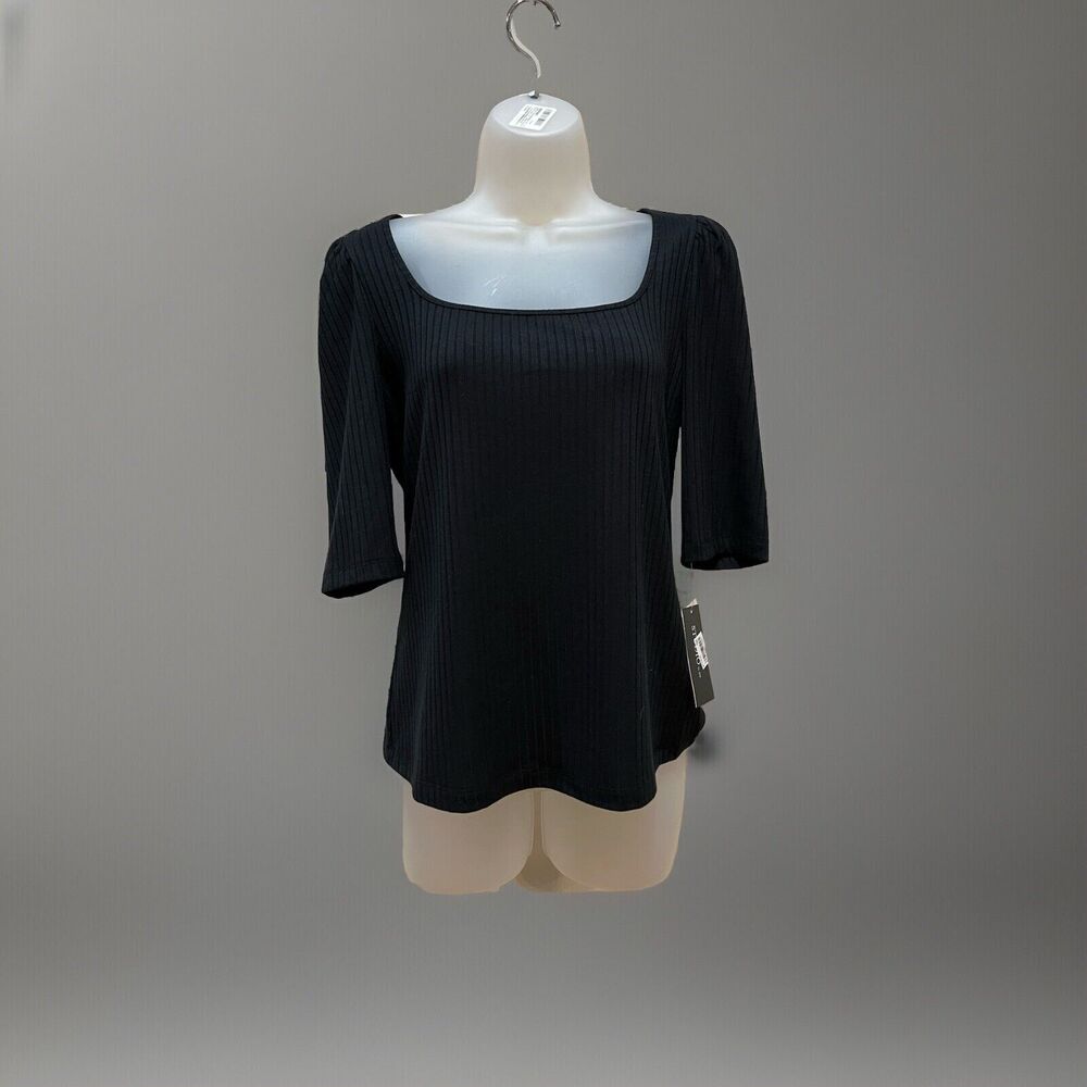 NWT STUDIO by JPR Women Black 3/4 Sleeve Top M